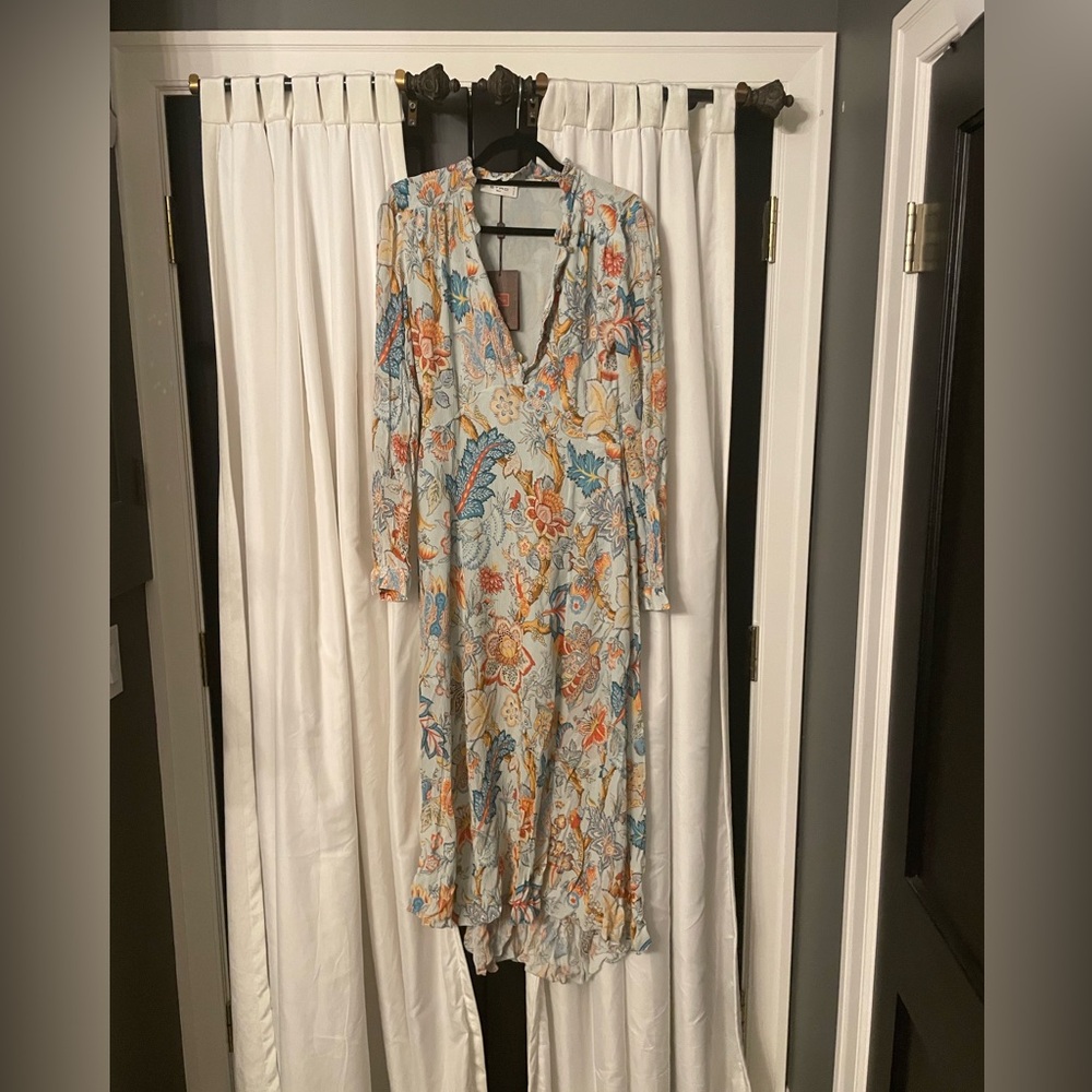 Kaftan light blue paisley Etro designer dress gorgeous size 44/large Nwt 2440